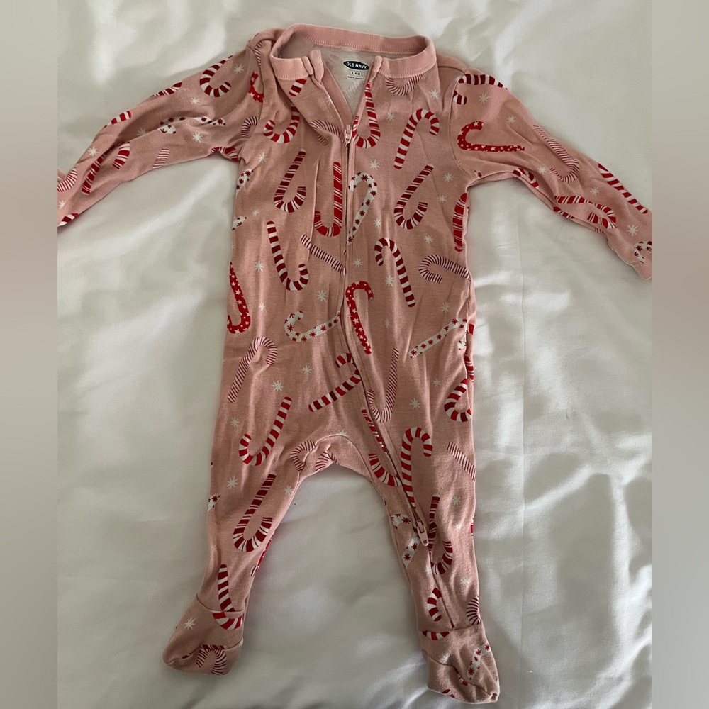Candy cane printed onesie